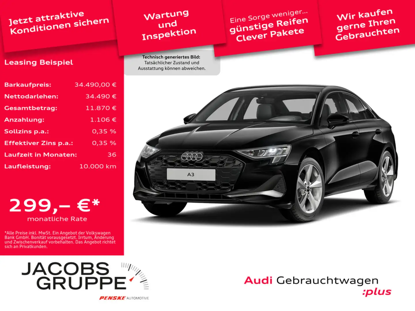 Audi A3 Limousine 35 TFSI advanced ACC*AHK*NAVI*RFK*LED Schwarz - 1