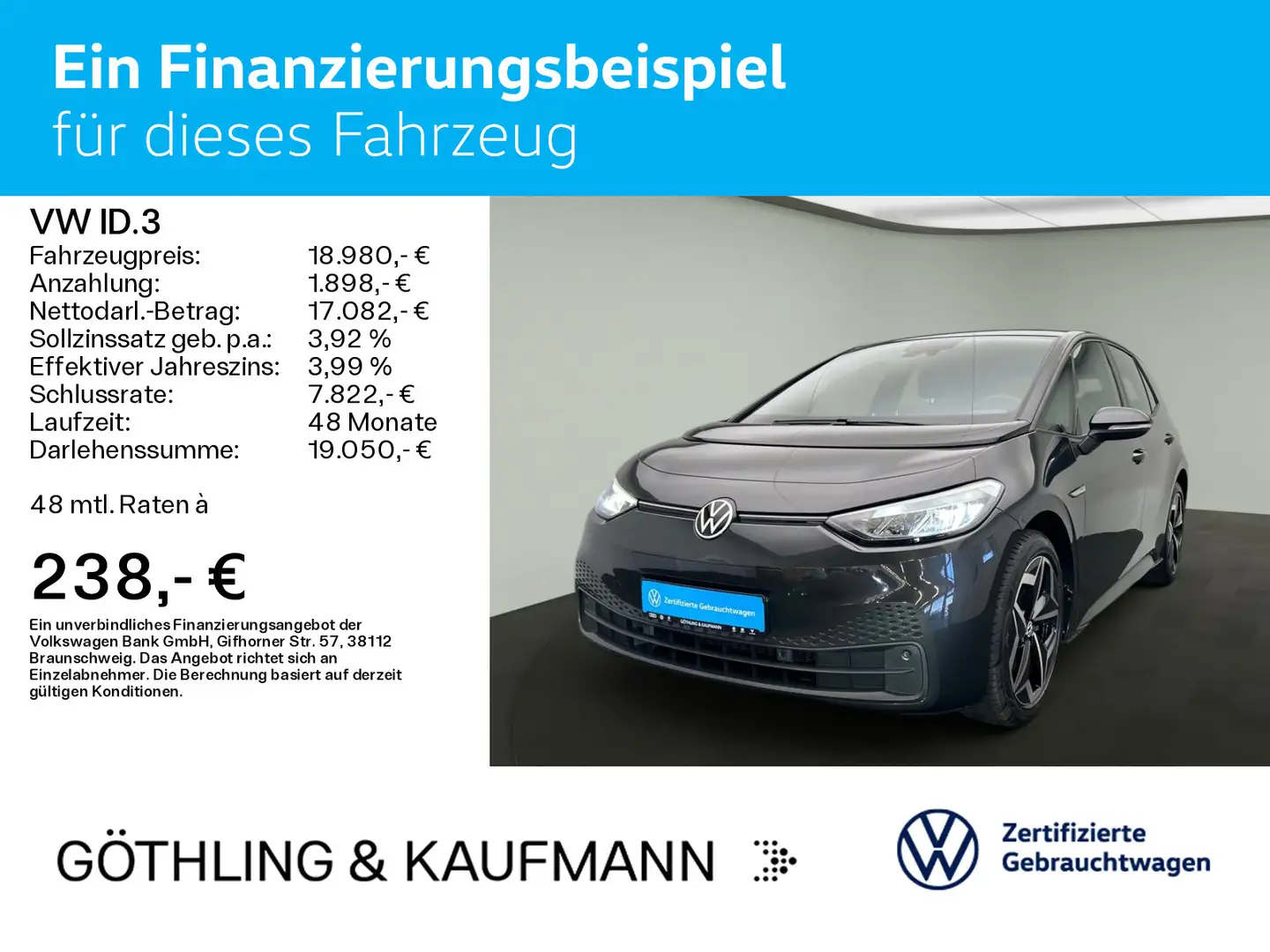 Volkswagen ID.3 Pro electric 107kW*NAVI*19“*SHZ*PDC*LED* Grau - 2