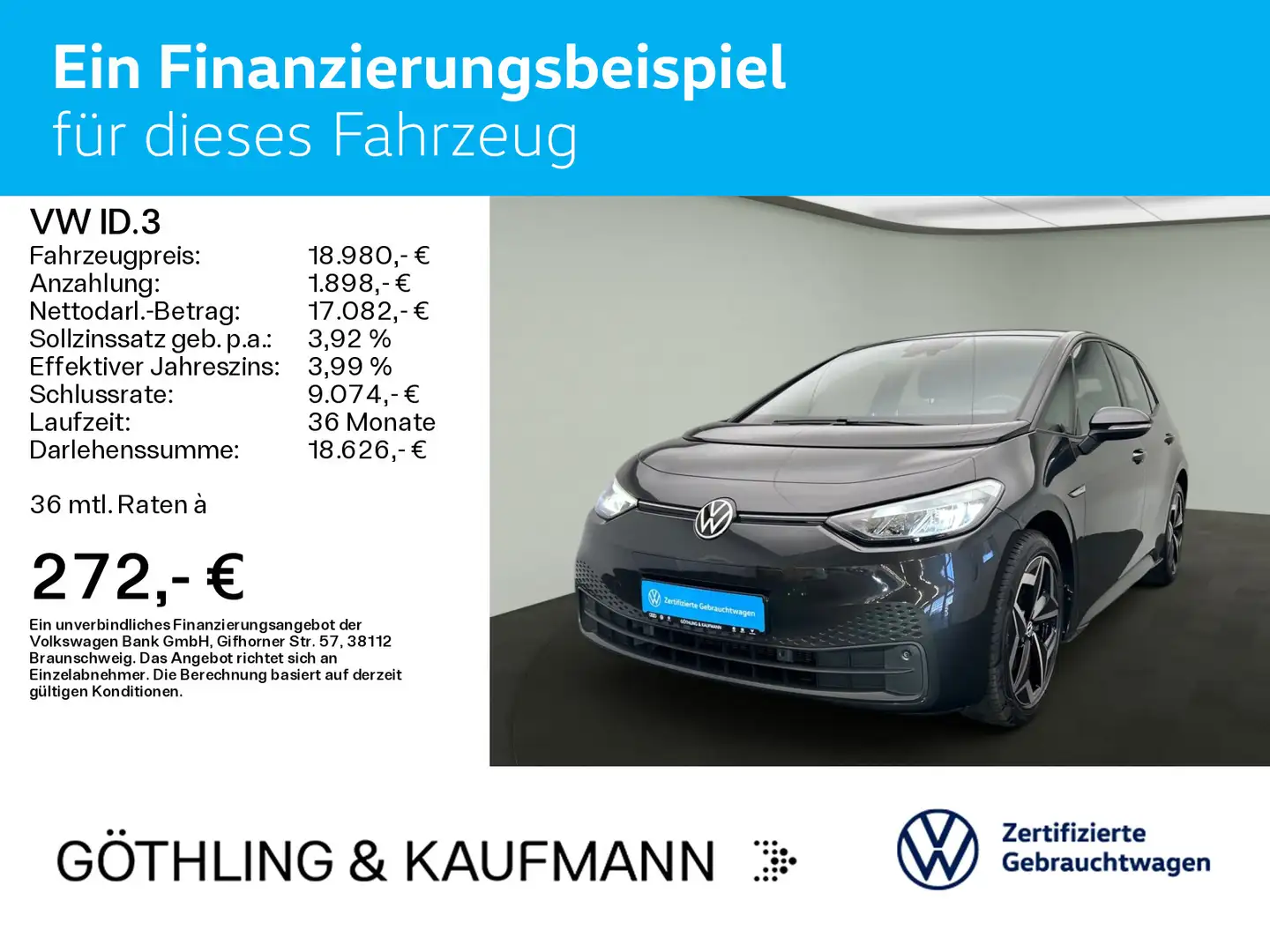 Volkswagen ID.3 Pro electric 107kW*NAVI*19“*SHZ*PDC*LED* Grijs - 2
