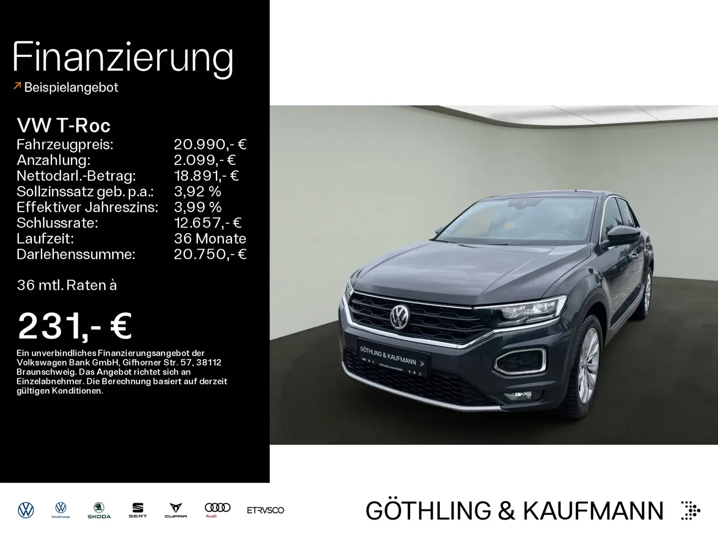 Volkswagen T-Roc Sport 1.5 TSI 110kW*DSG*NAVI*el.Heckdeckel Grijs - 1