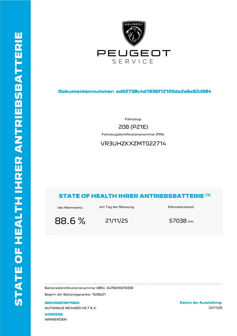 Peugeot e-208 Allure Elektromotor 136 Bleu - 2