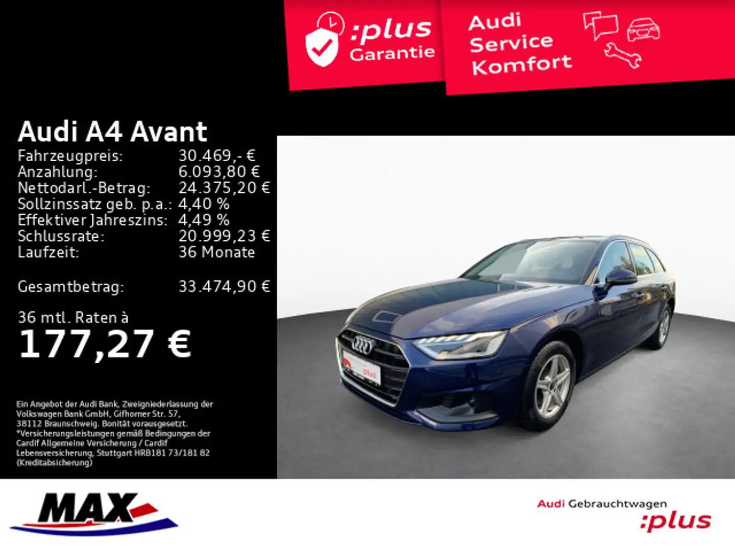 Audi A4 35 TDI +LED+NAVI+STANDHZG+VCOCKPIT+ALU+ Blau - 1