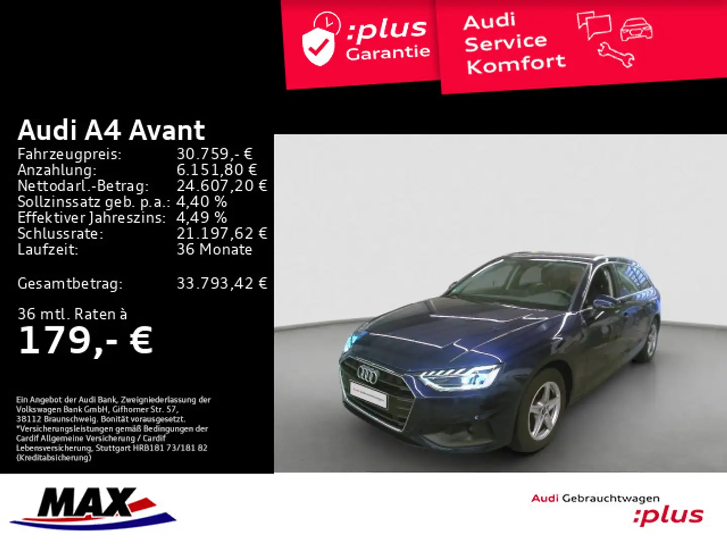 Audi A4 35 TDI +LED+NAVI+STANDHZG+VCOCKPIT+ALU+ Blau - 1