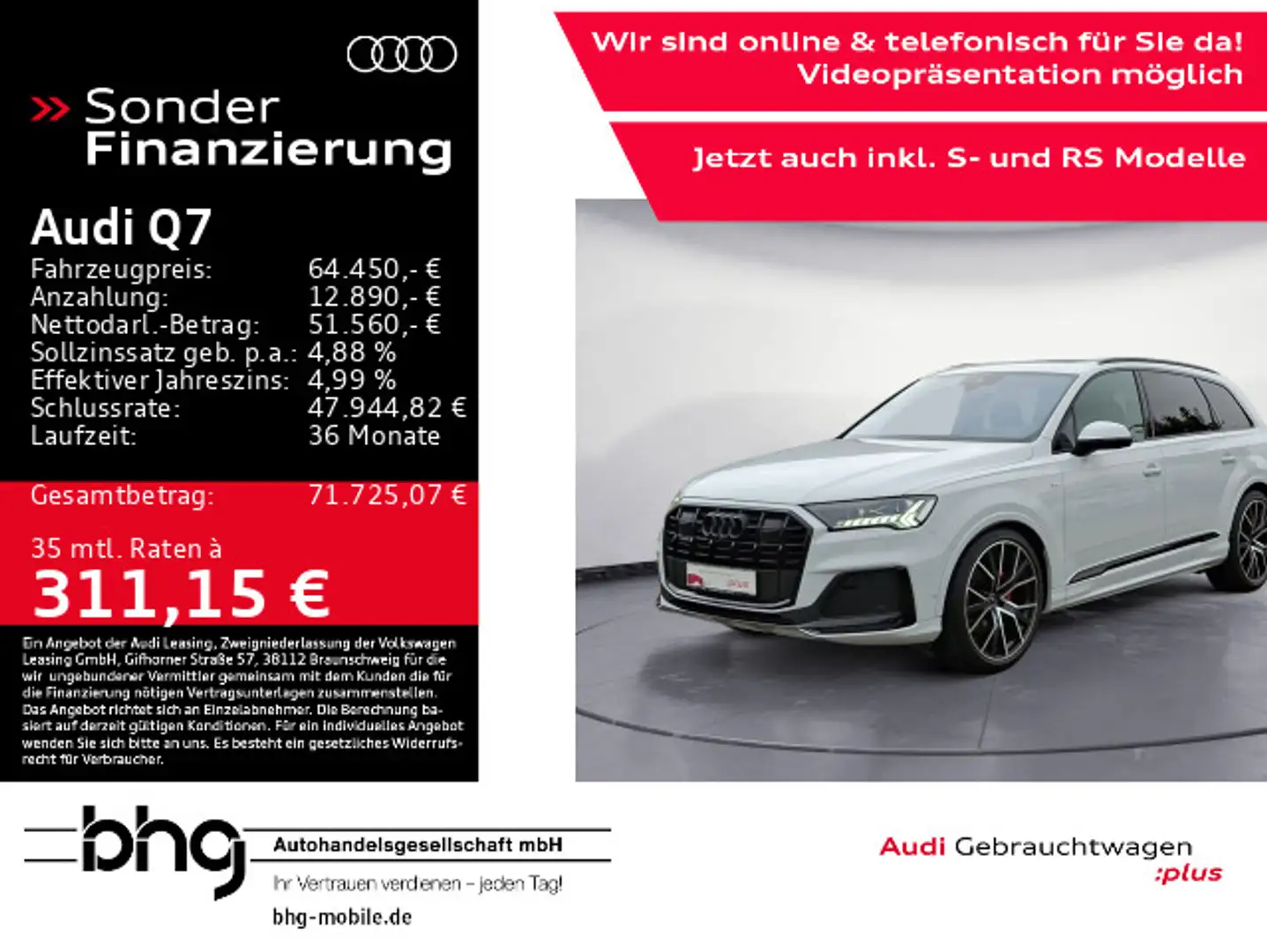 Audi Q7 50 TDI quattro S line HUD Leder PanoDach Assi Weiß - 1