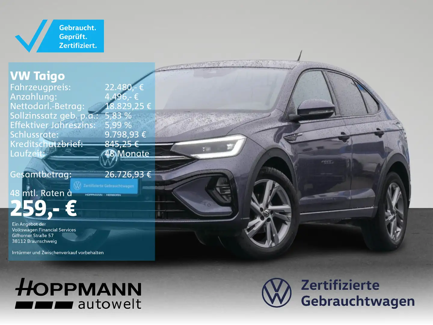 Volkswagen Taigo 1.5 TSI R-Line Pano Matrix-LED Kamera Grau - 1