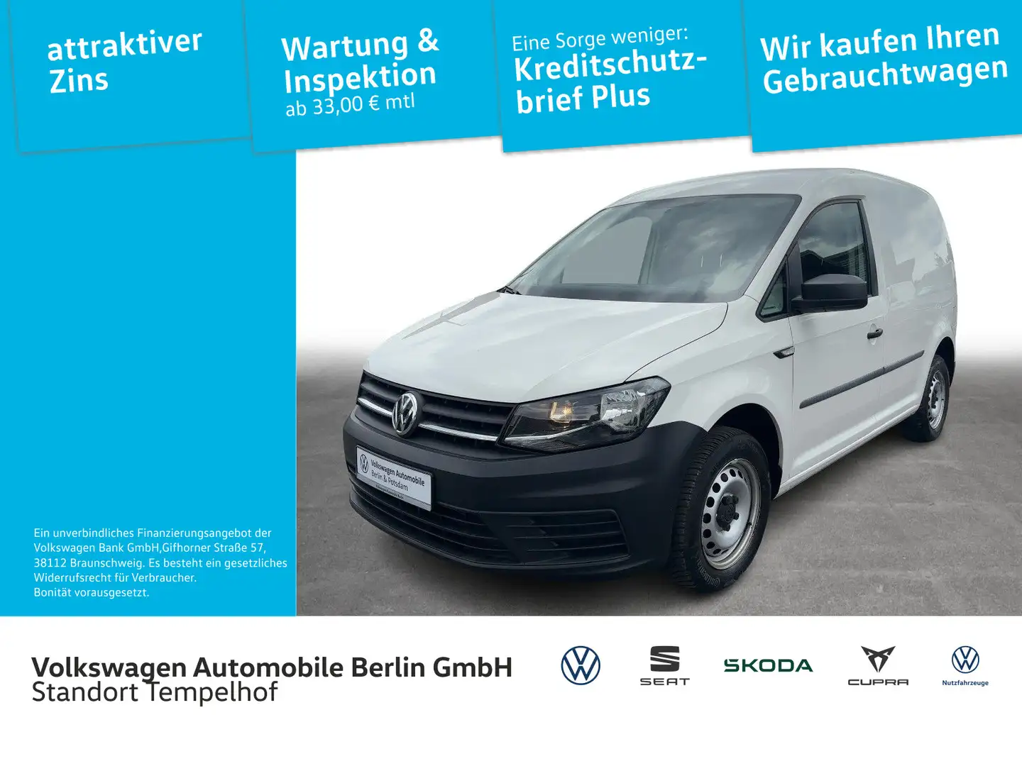 Volkswagen Caddy Kasten 1.0TSI KR PDC ZV Vorb.AHK KLIMA Blanco - 1