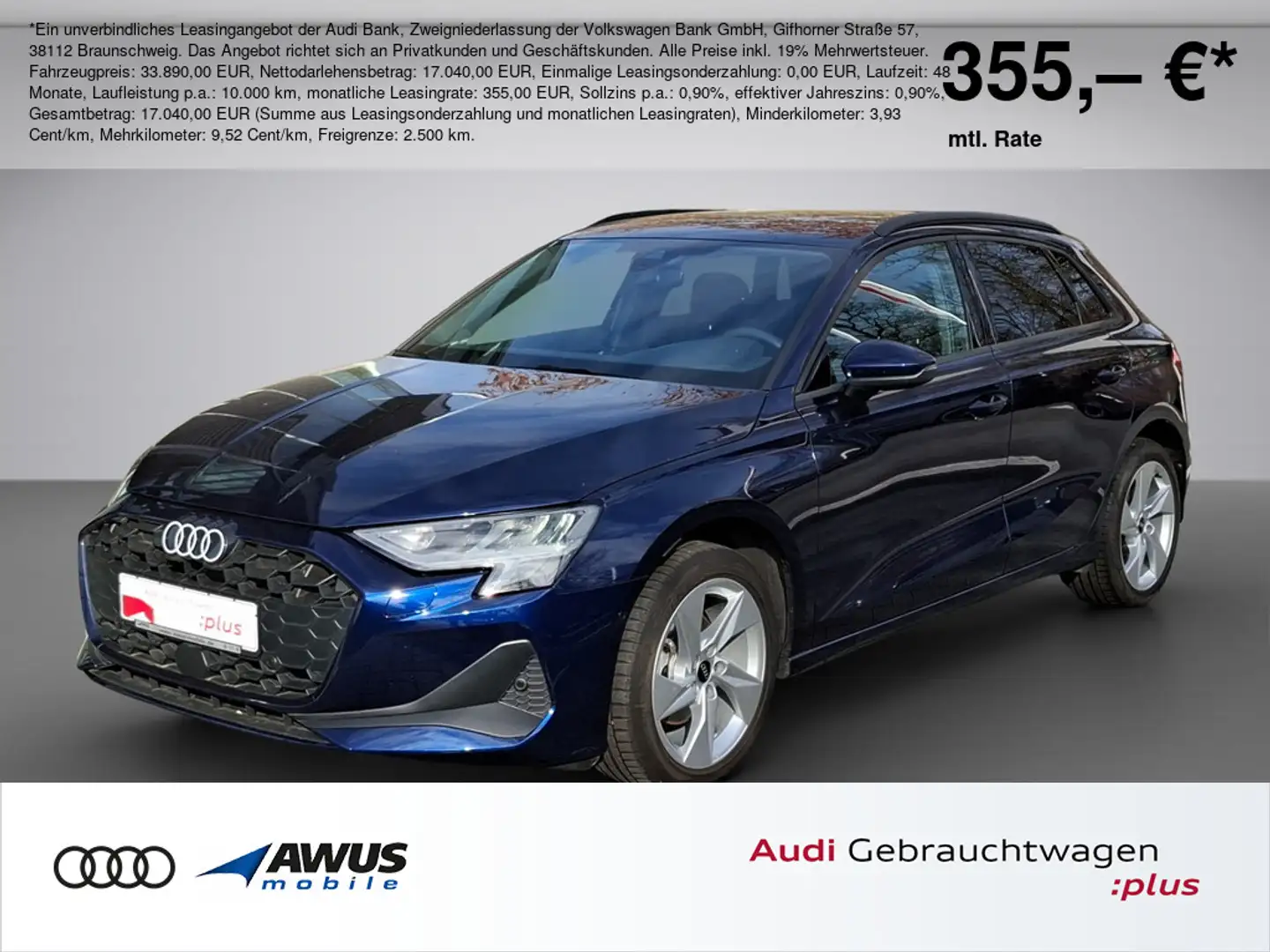 Audi A3 Sportback 30 TFSI 85116 kWPS S tronic Soundsystem, Navi, Kamera Blau - 1