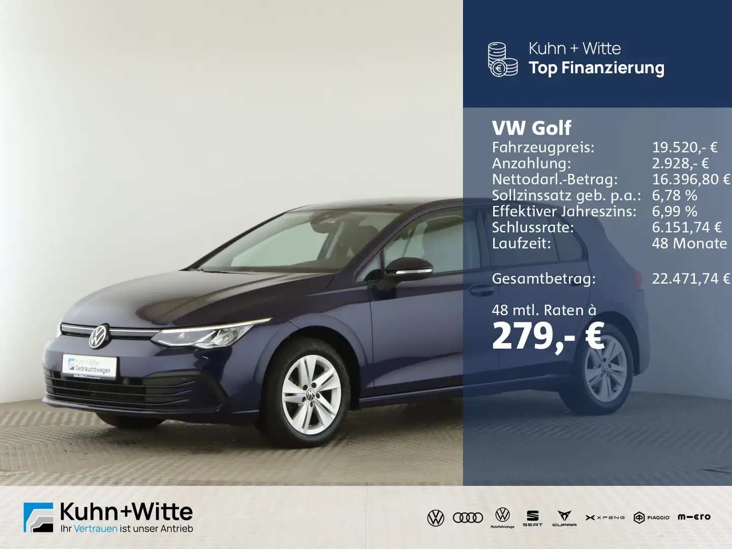 Volkswagen Golf VIII 1.5 TSI Life *AHK*LED*PDC*Navi*StandH* Blau - 1