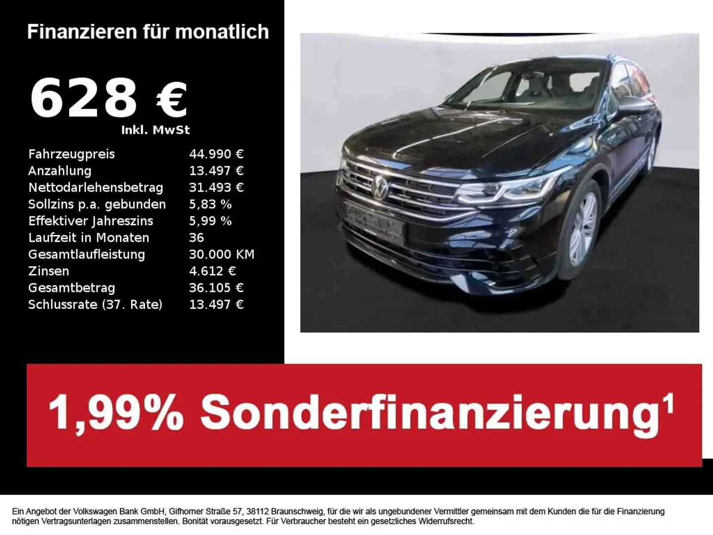 Volkswagen Tiguan R 2.0 TSI 4-Motion AHK+DCC+IQ-LIGHT+NAVI Nero - 1