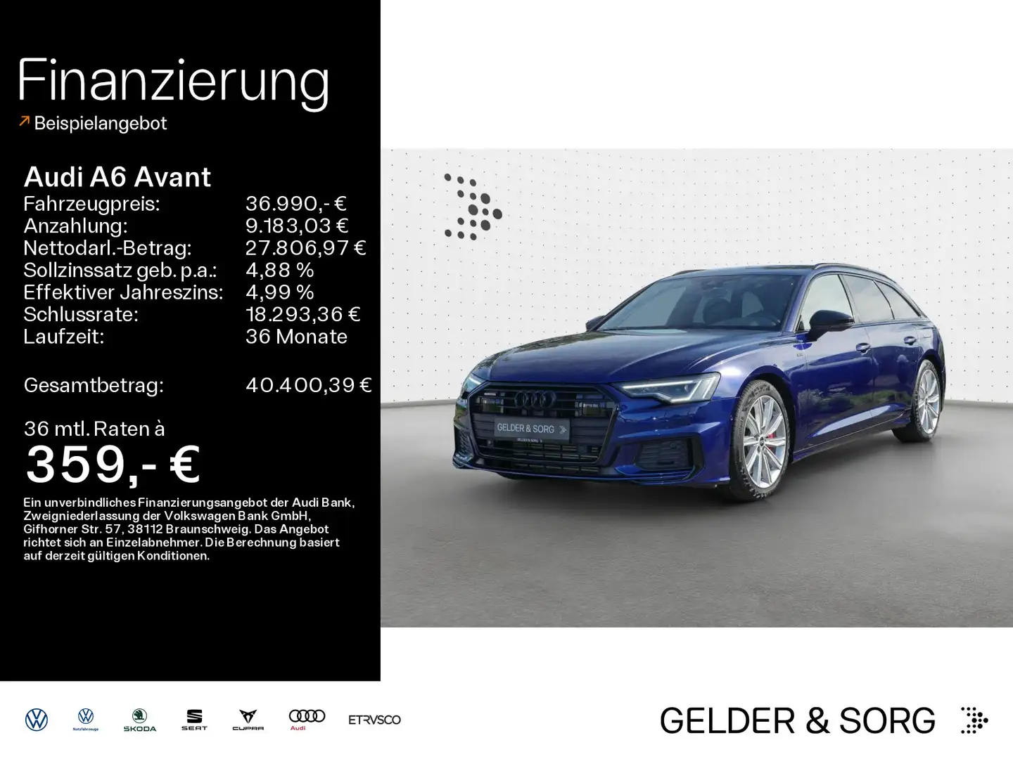 Audi A6 55 TFSIe qu. S line Matrix*RFK*Virtual Bleu - 1