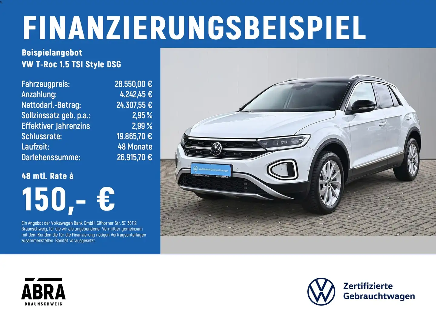 Volkswagen T-Roc 1.5 TSI Style DSG LED+NAV+LANE++ACC+DAB+ Weiß - 2