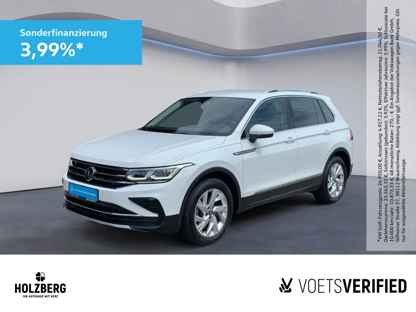 Volkswagen Tiguan Elegance LEDER+AHK+ACC+NAVI Weiß - 1