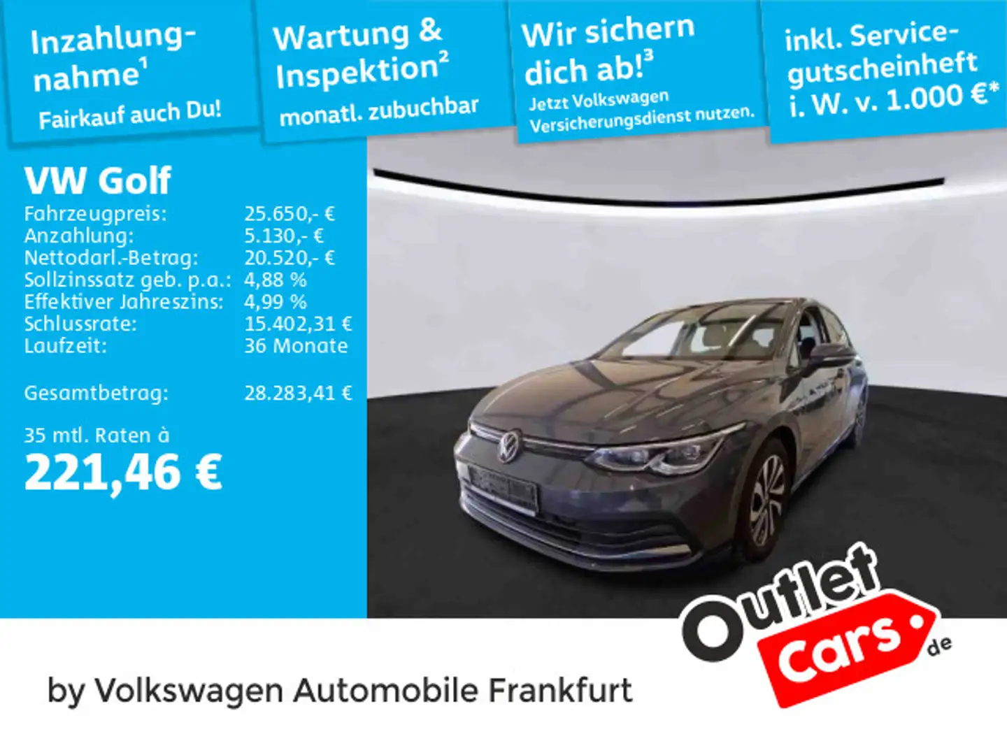 Volkswagen Golf VIII 2.0 TDI DSG Active Navi IQ.Light DAB+ Grau - 1