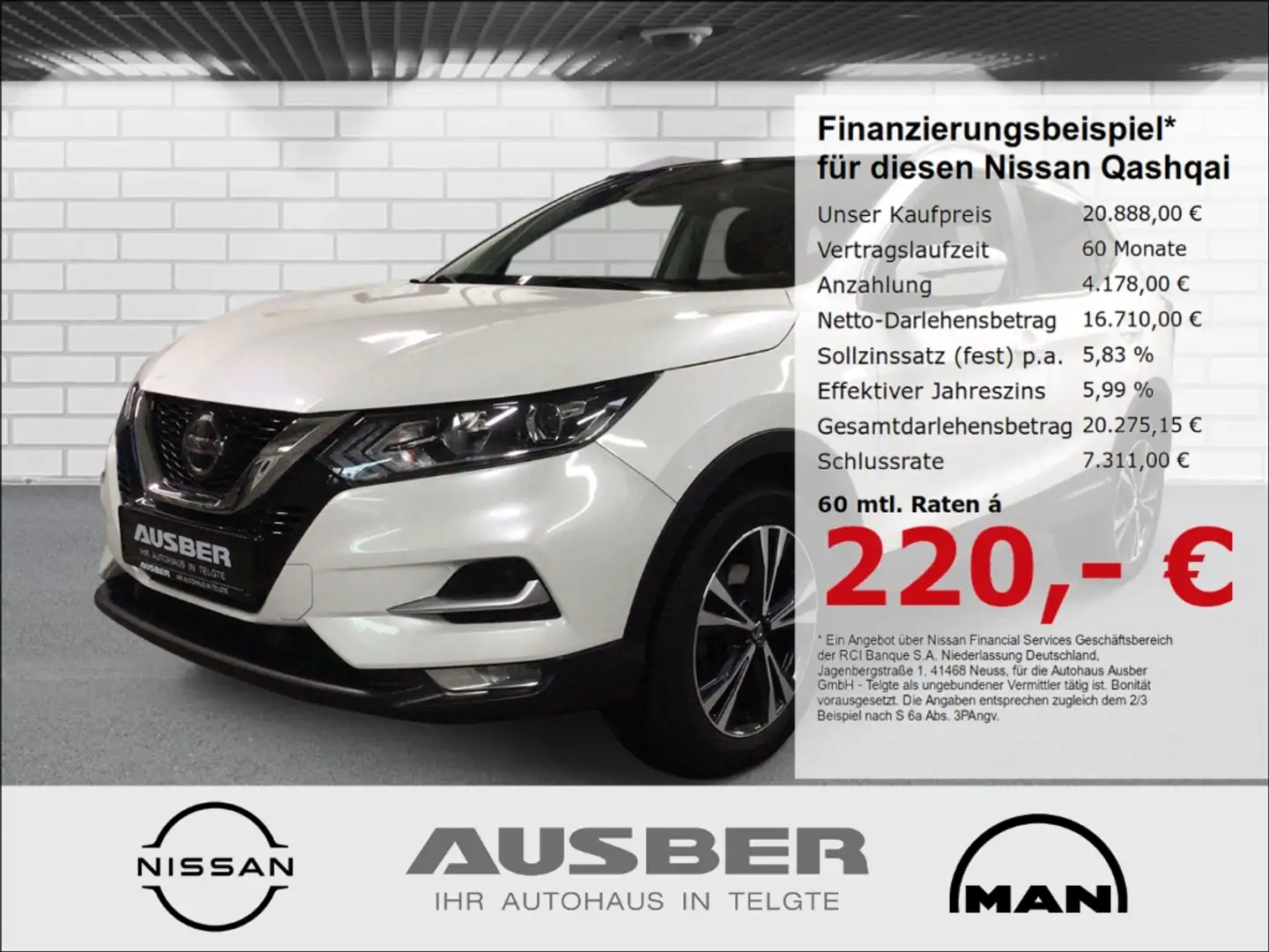 Nissan Qashqai Zama 1.3 DIG-T EU6d Panorama Navi 360 Kamera Mehrz Blanc - 1