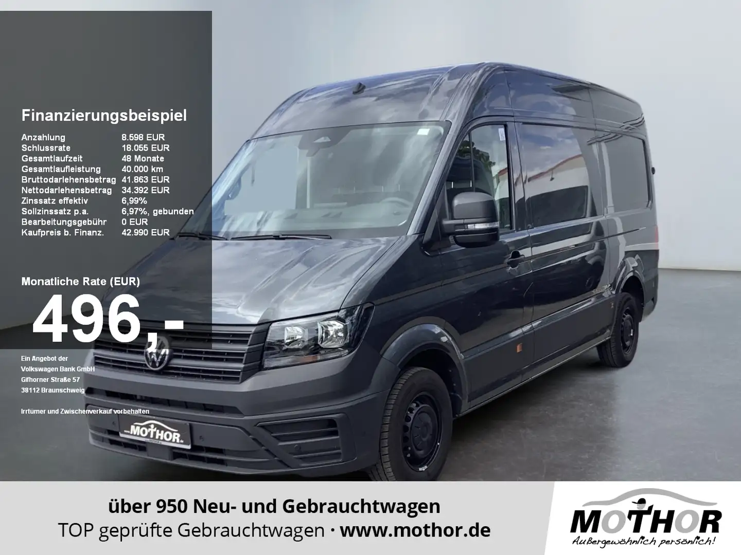 Volkswagen Crafter 35 Kasten Lang Hochdach TDI Klima AHK Gris - 1