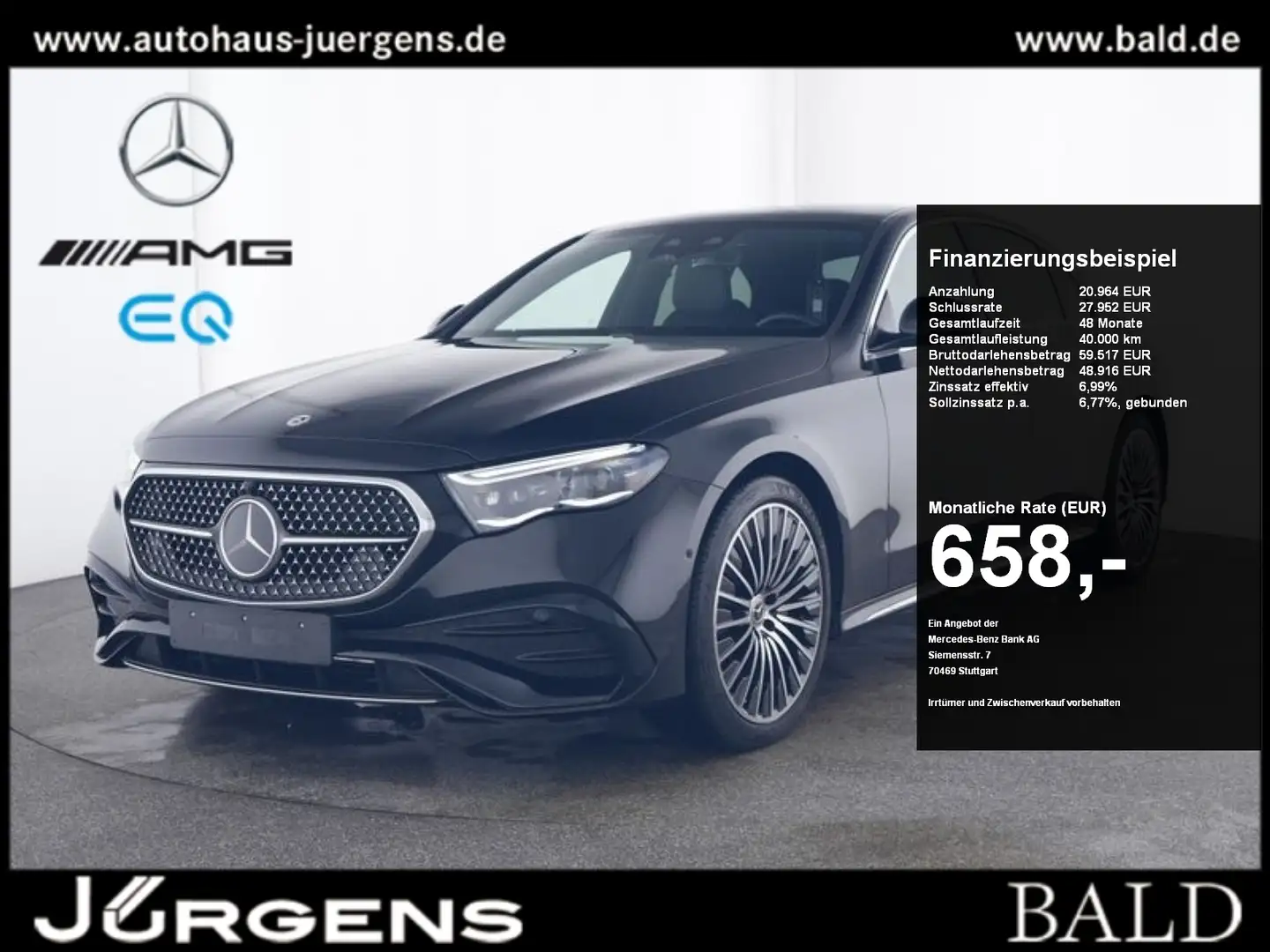 Mercedes-Benz E 300 de AMG-Sport/Super/Technik/Pano/Distr/20' Noir - 1