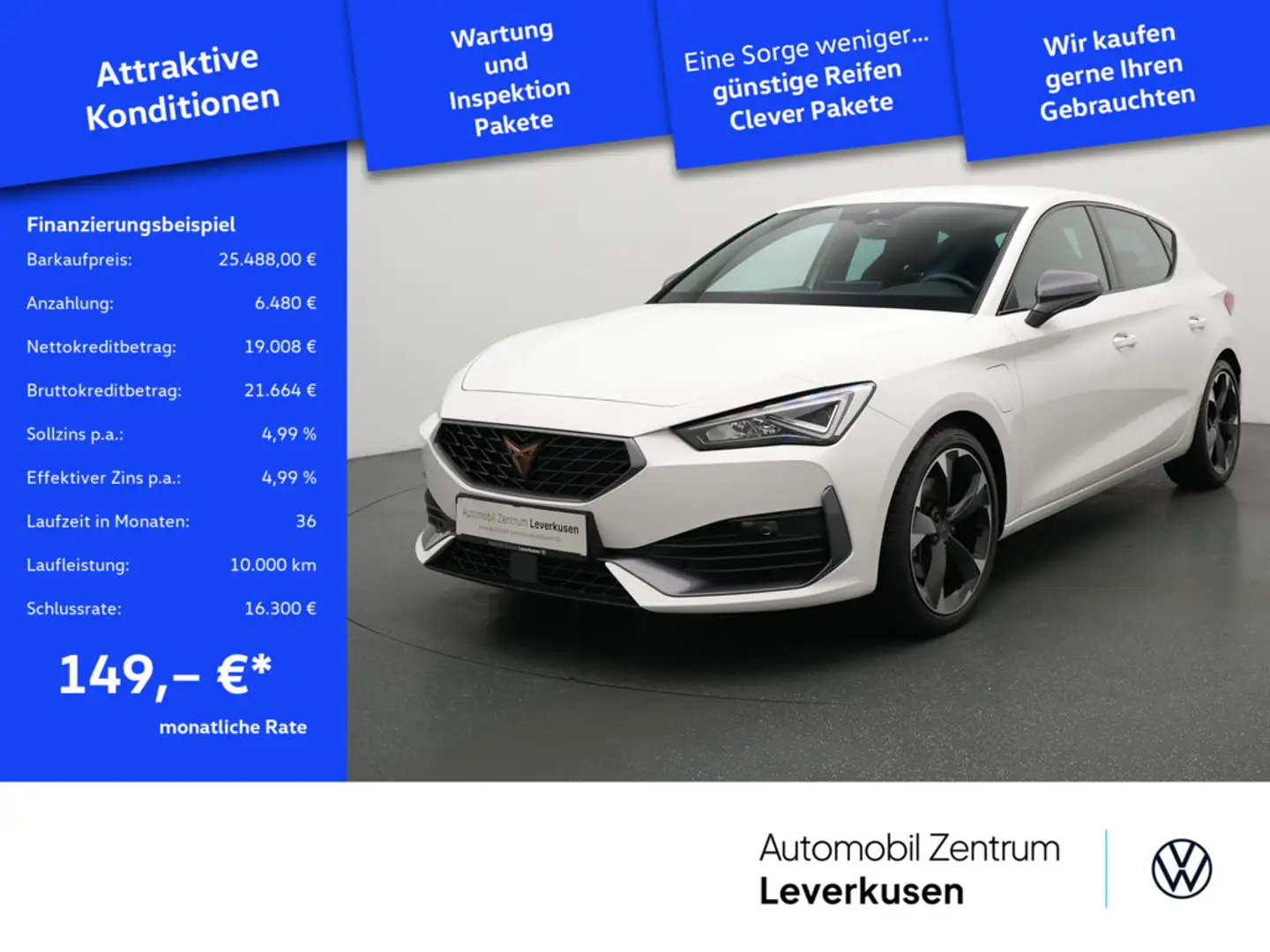 CUPRA Leon e-Hybrid DSG AHK NAVI VIRT DCC LEDER SHZ Weiß - 1