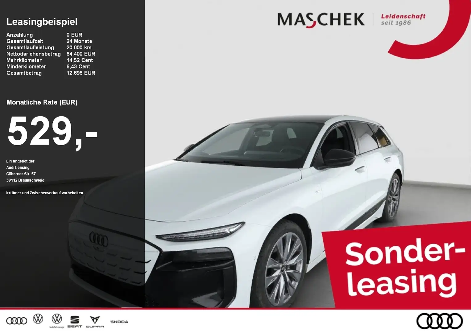 Audi A6 Avant e-tron S line AHK Pano Techpro B&O 360° HUD Weiß - 1