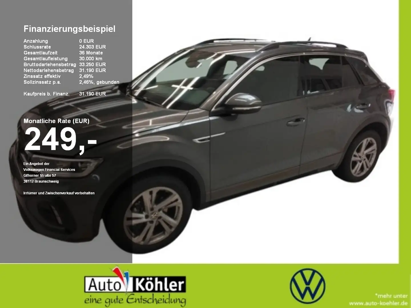 Volkswagen T-Roc R-Line TSi DSG Black+CarPlay+ACC+AHK+LED Grau - 1