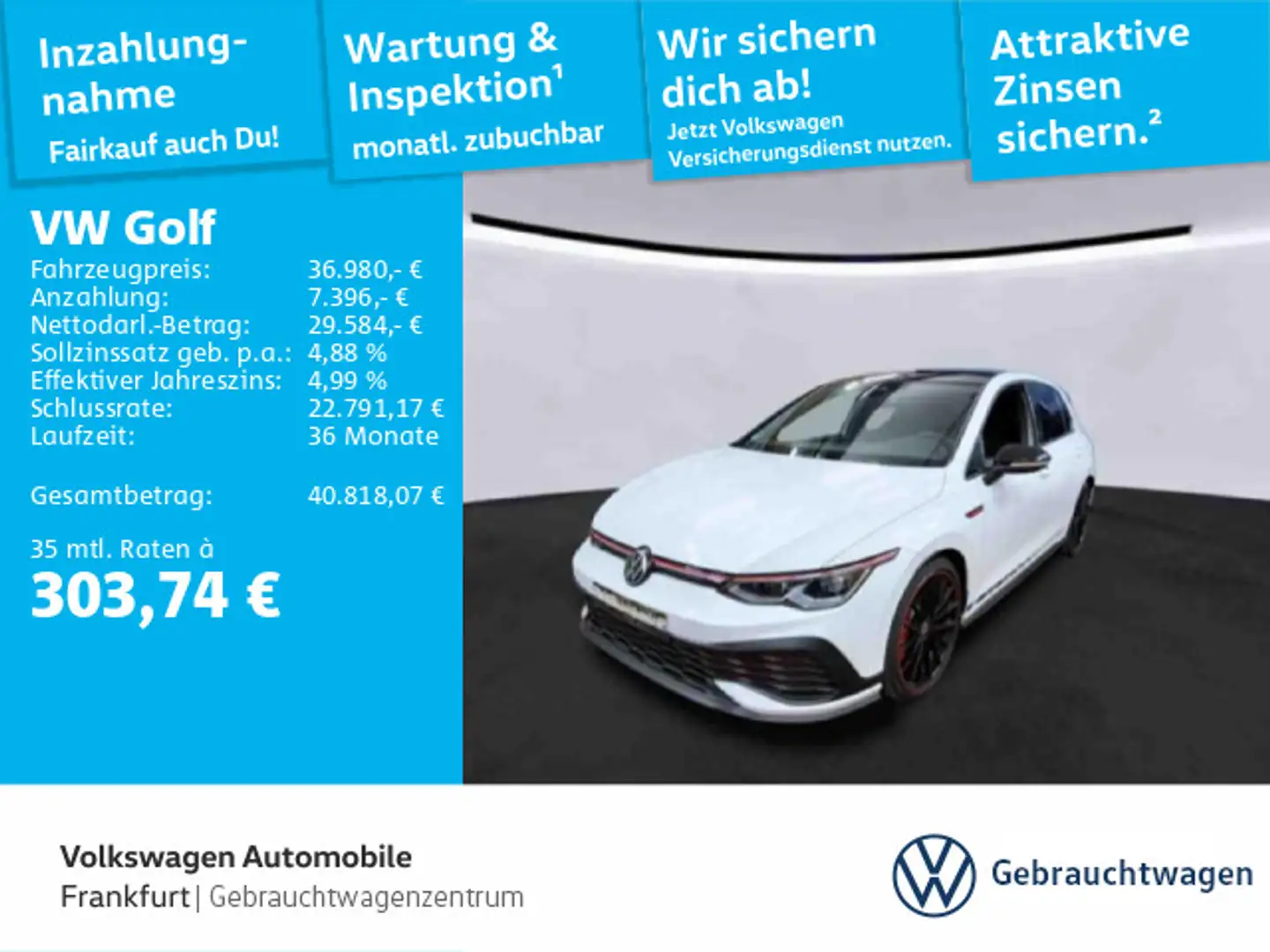 Volkswagen Golf GTI Golf VIII 2.0 TSI DSG GTI Clubsport Edition 45 A Weiß - 1