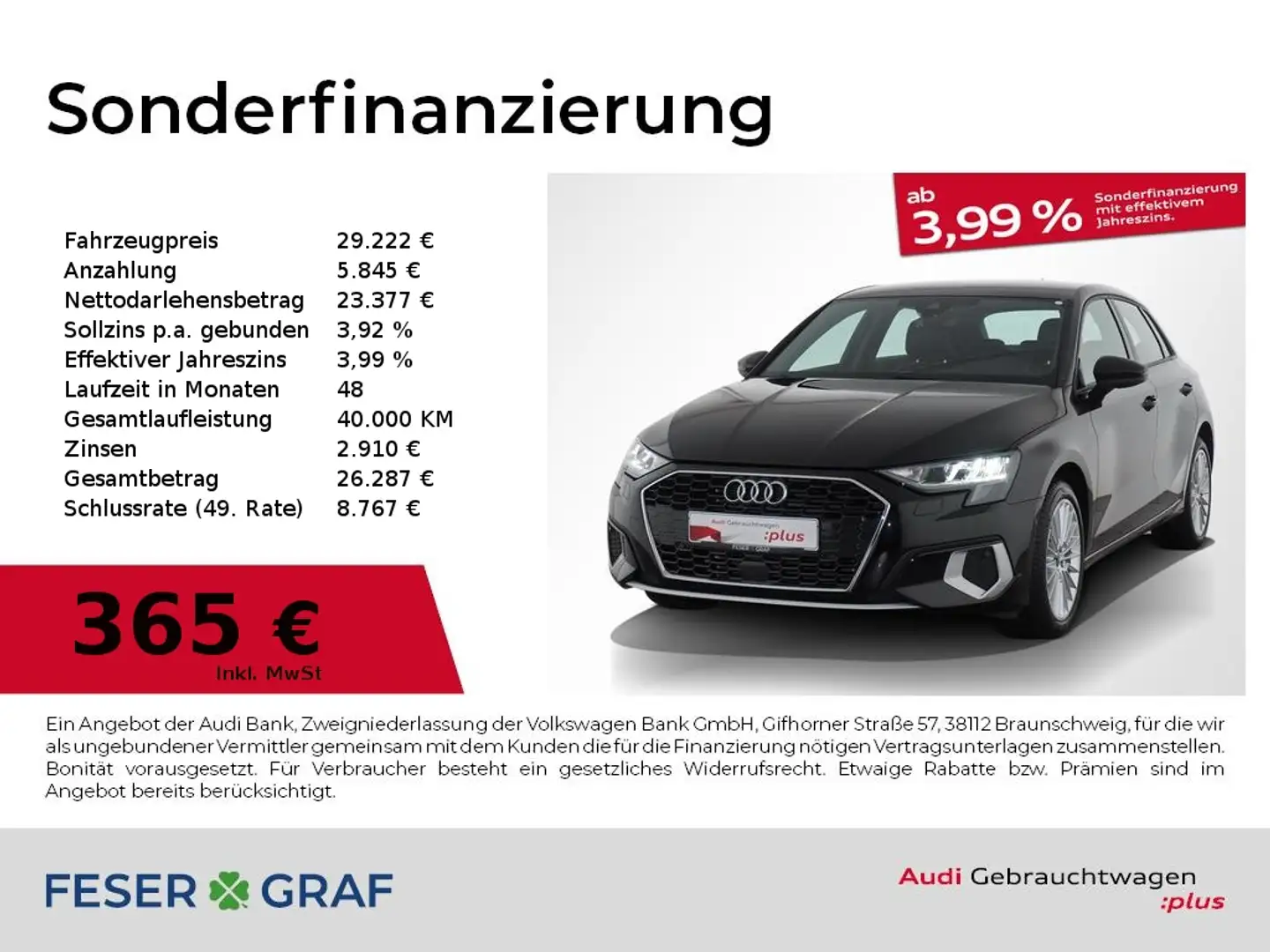 Audi A3 Advanced 35 TFSI S tronic APPs/AHK Schwarz - 1