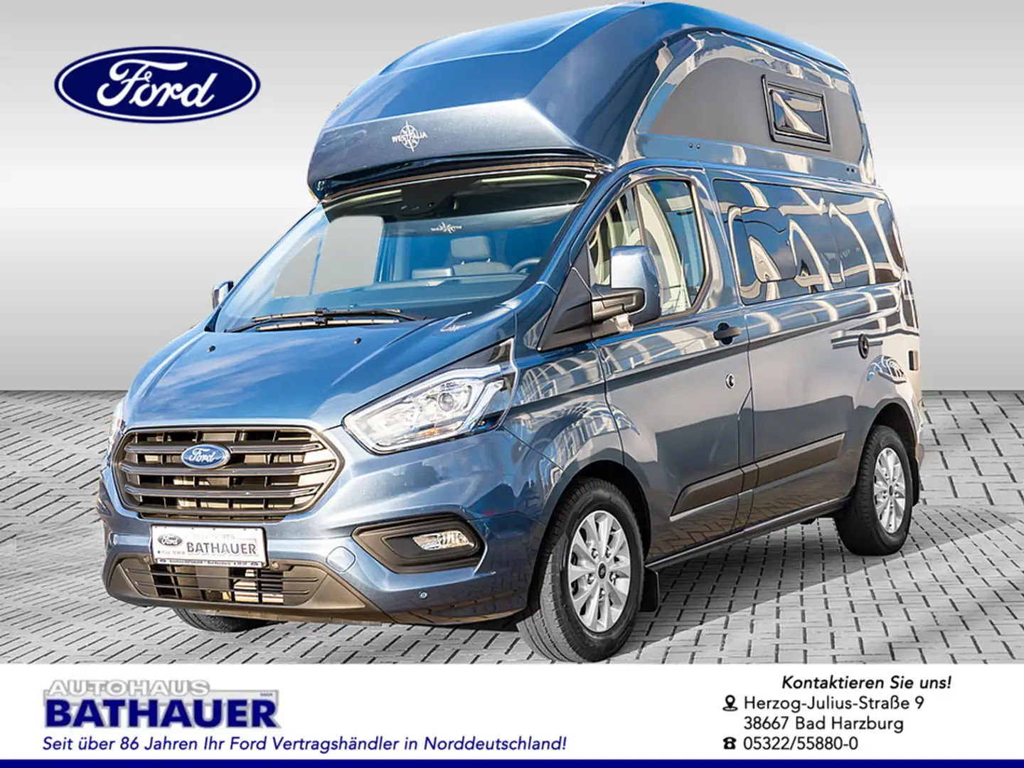 Ford Tourneo Custom Nugget Hochdach STANDHZ W-LAN Blau - 1