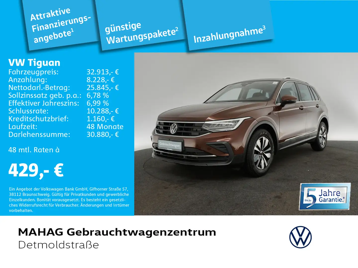 Volkswagen Tiguan 2.0 TDI MOVE AHK AreaView LED DSG Braun - 1
