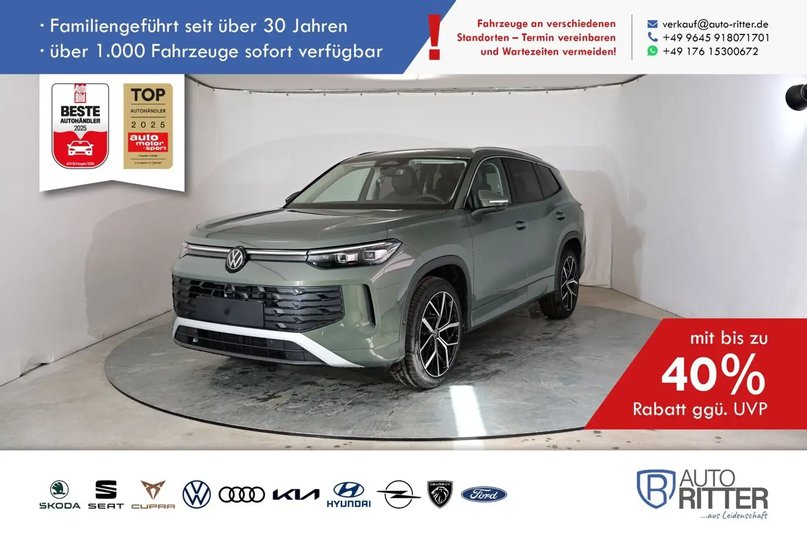 Volkswagen Tayron Life ACC|AHK|RFK|LED|Carplay|Klima|PDC... Grün - 1
