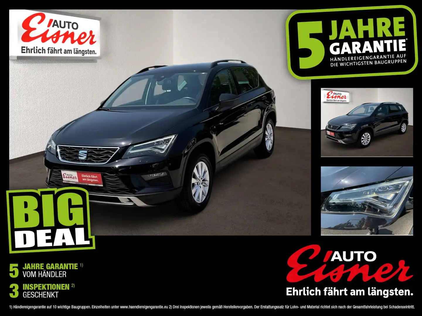 SEAT Ateca 1.0 TSI Ecomotive Style 2xKlima ACC KlimaA Schwarz - 1