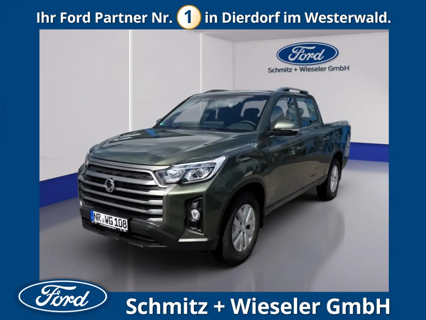 SsangYong Musso Grand Quartz 2,2AT,4X4 AHK 3,5TAnh.La.Navi, Vert - 1