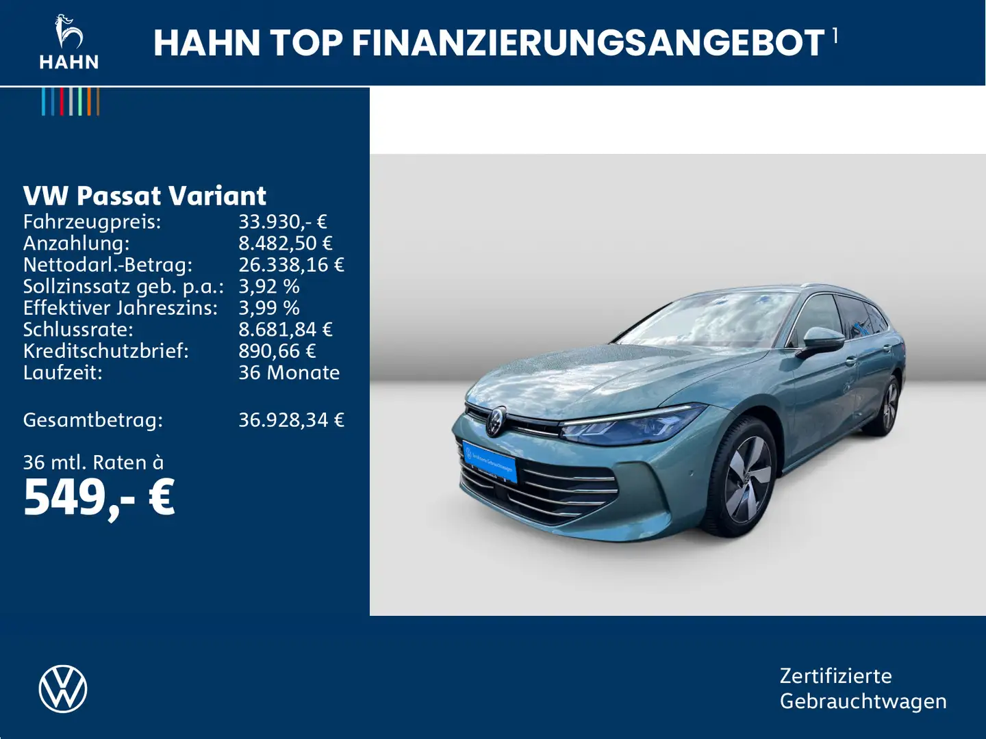 Volkswagen Passat Variant 1.5 eTSI DSG Business LED AHK CAM Grün - 2