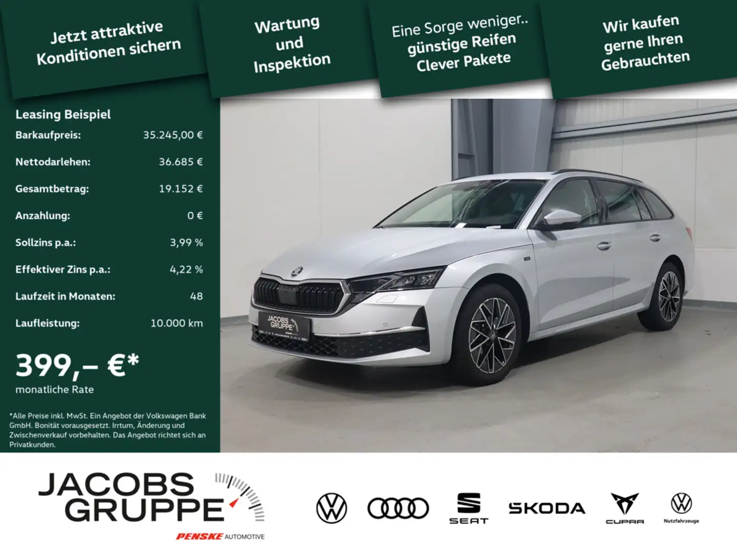 Skoda Octavia Combi 2.0 TDI Tour Navi,AHK,Pano,Cam, Silber - 1