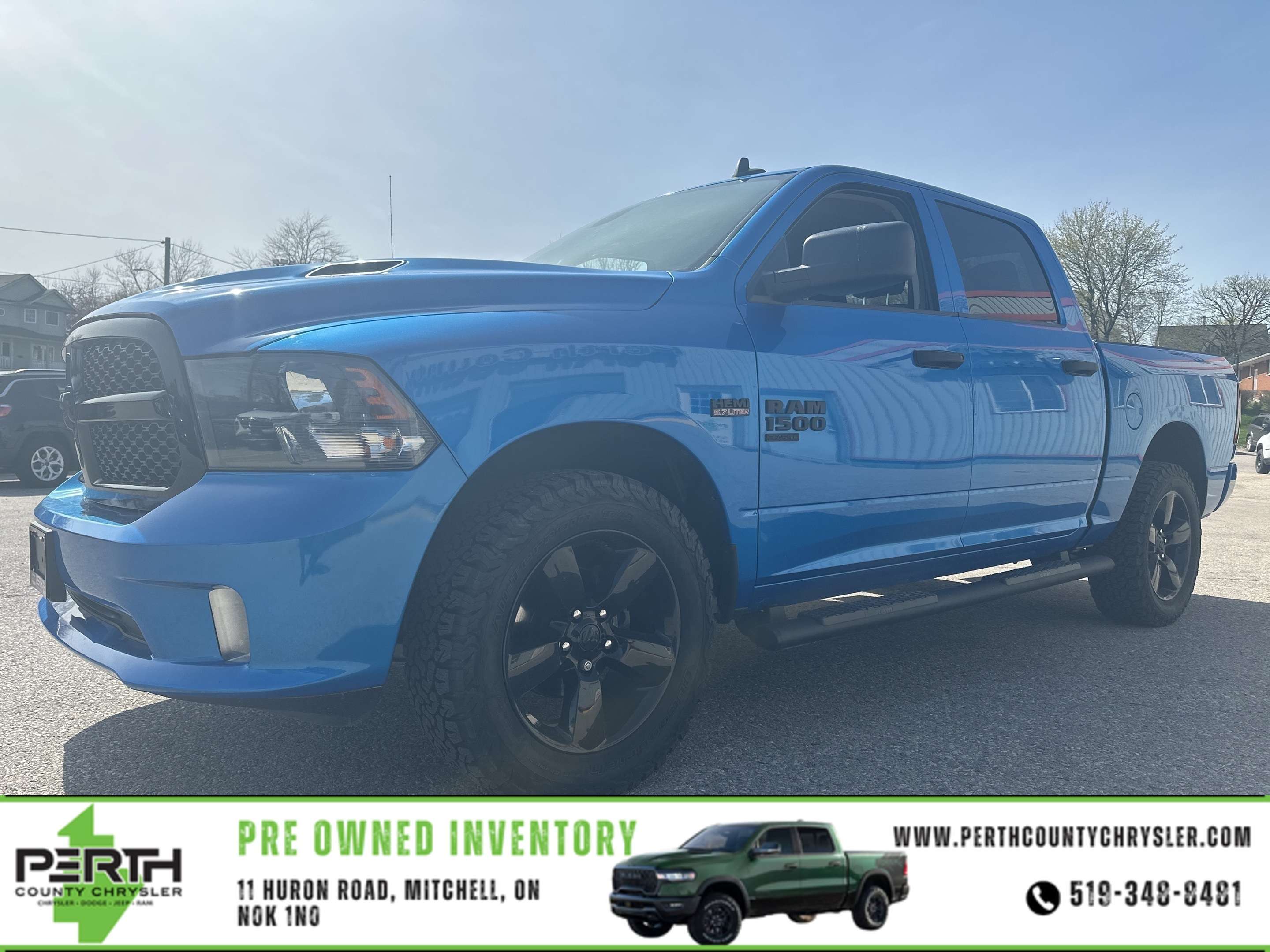 Blue 2023 RAM 1500 Pickup Truck Four-Wheel Drive 8-Speed Automatic