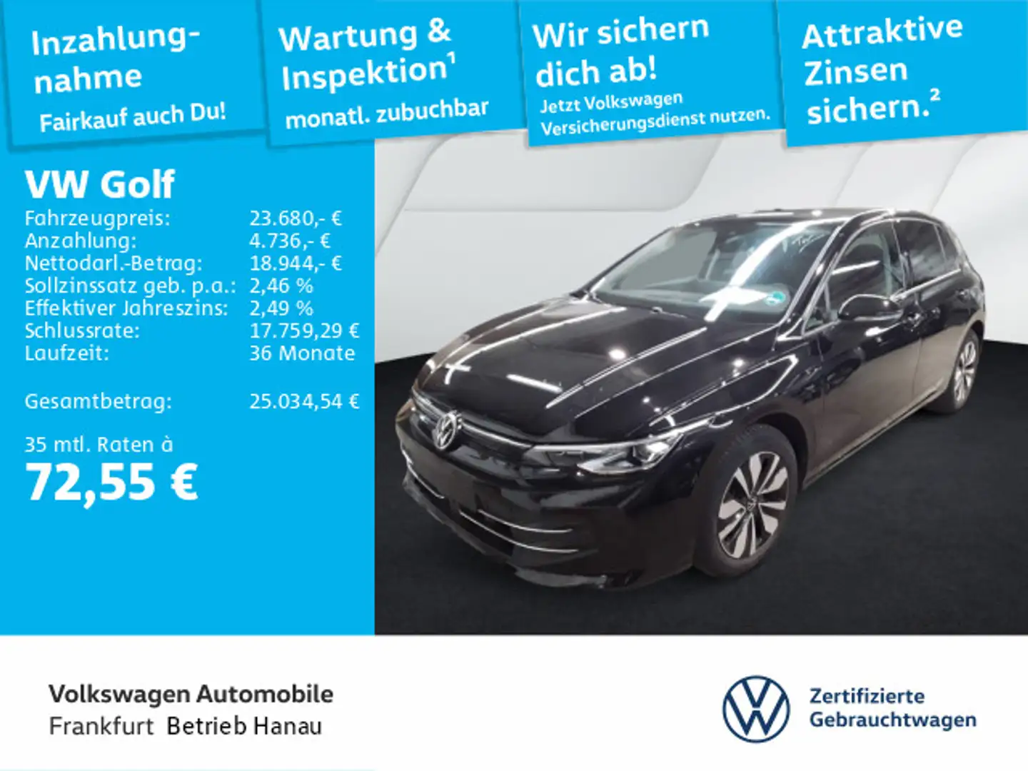 Volkswagen Golf VIII 1.5 TSI Goal Navi LEDPlus DAB+ FrontAs Schwarz - 1