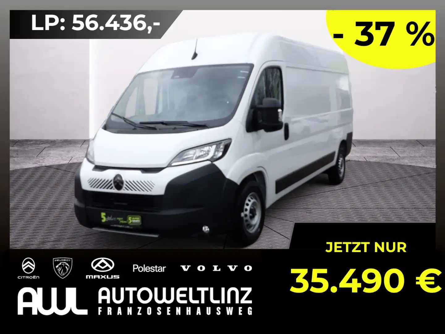 Citroen Jumper KW 35+ L3H2 140 Aut. Netto EUR 29.575,- Weiß - 1