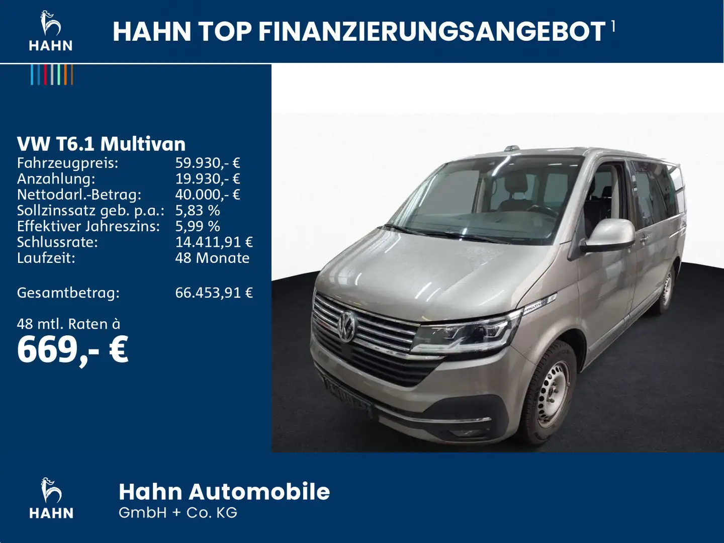 Volkswagen T6.1 Multivan 2.0TDI Generation Six AHK CAM LED Beige - 2