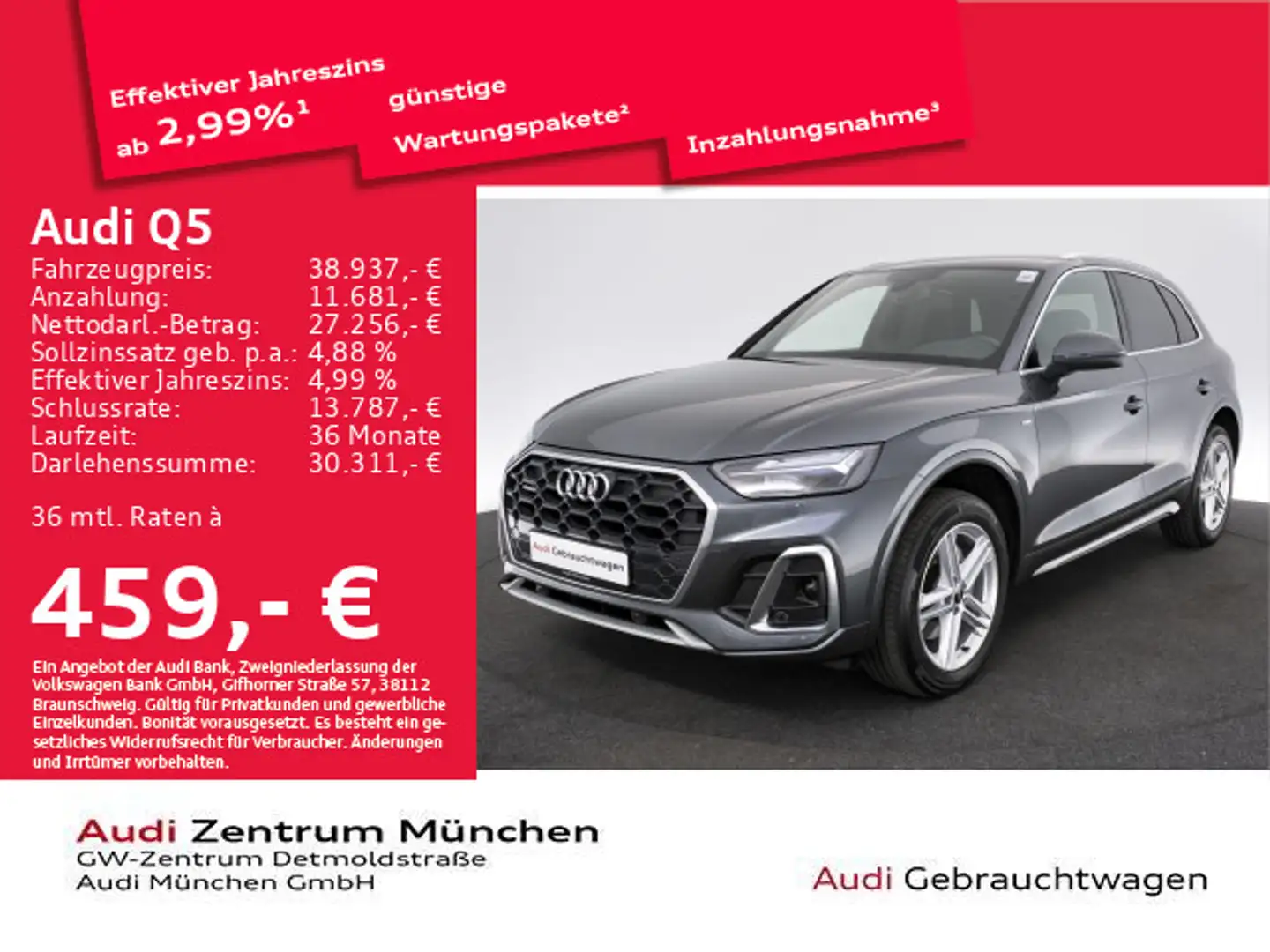 Audi Q5 40 TDI qu. S tronic 2x S line AHK/Navi+/Kamer Grau - 1