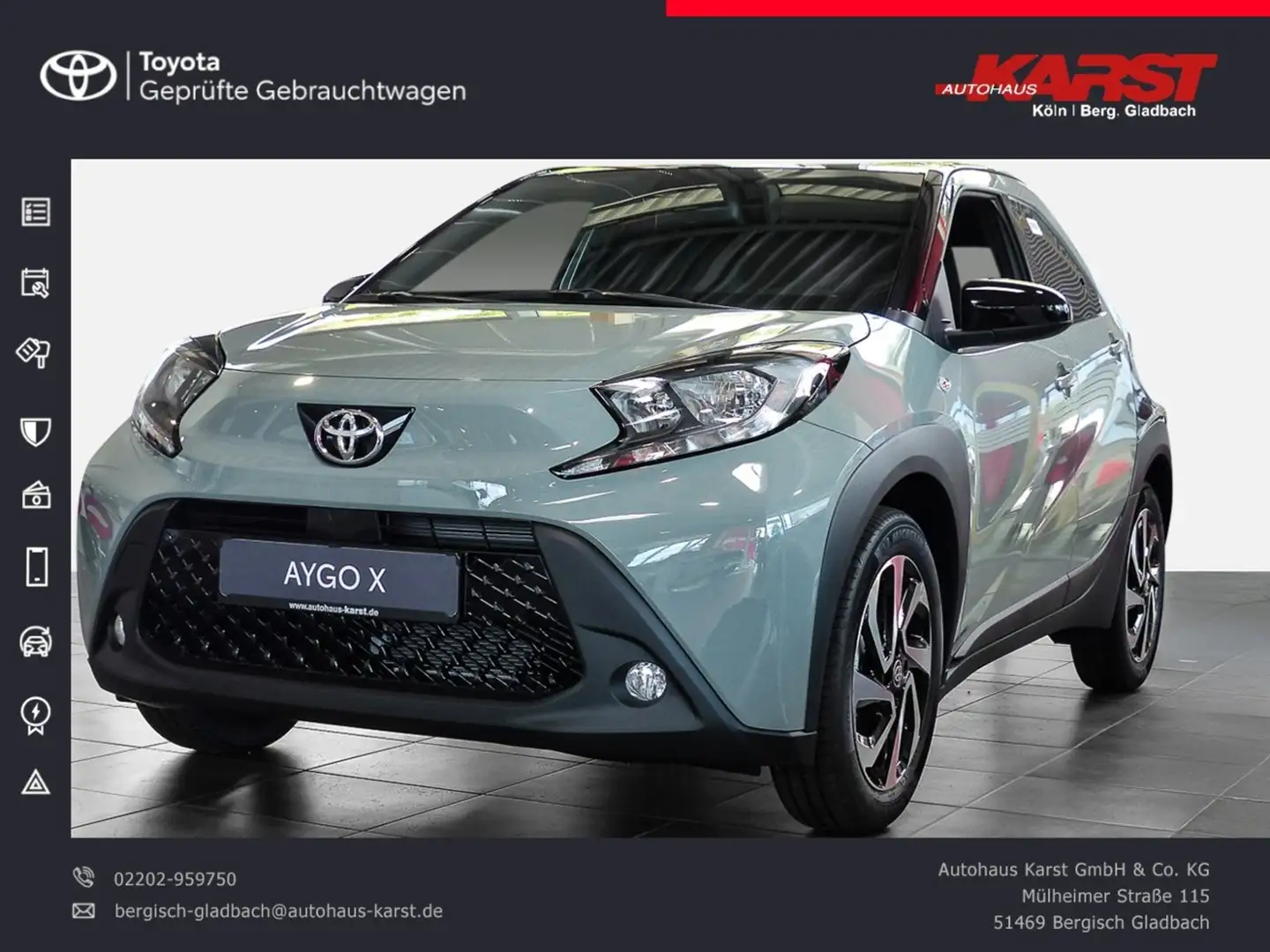 Toyota Aygo X Teamplayer AppleCarPlay/AndroidAuto Grün - 1