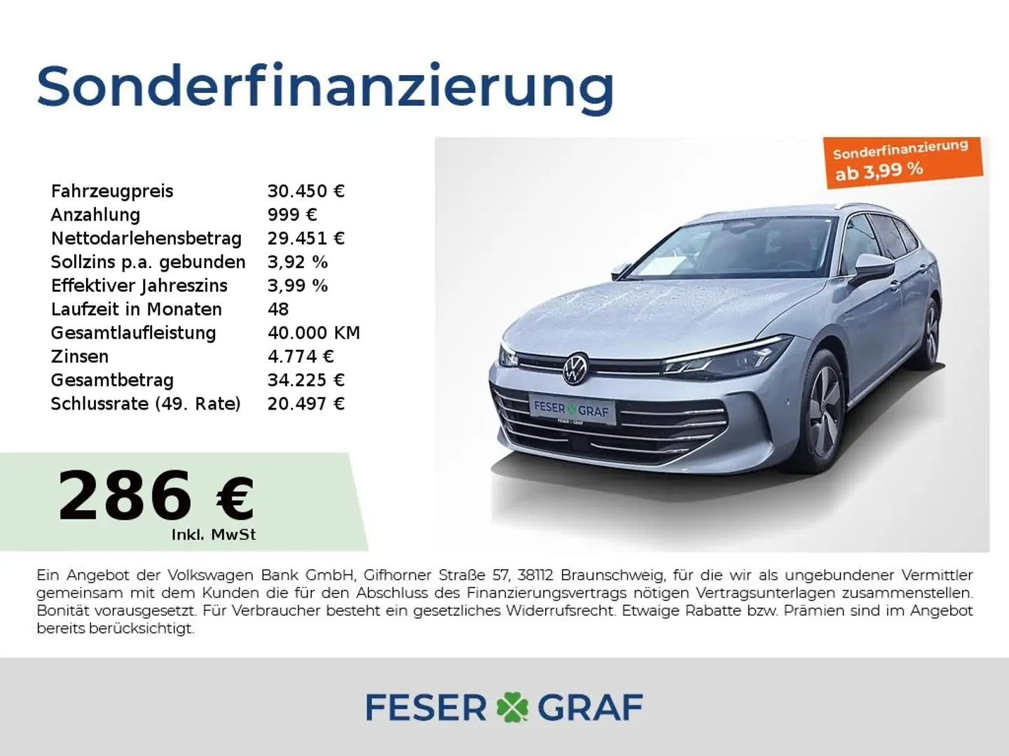 Volkswagen Passat Variant Business 1.5eTSI DSG AHK ACC 17" Silber - 1
