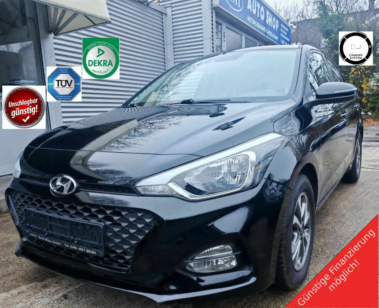 Hyundai i20 Exklusiv Aut.Clim.SHZ.Lenkr.Hzg.Nav,Cam.1Hd. Schwarz - 1