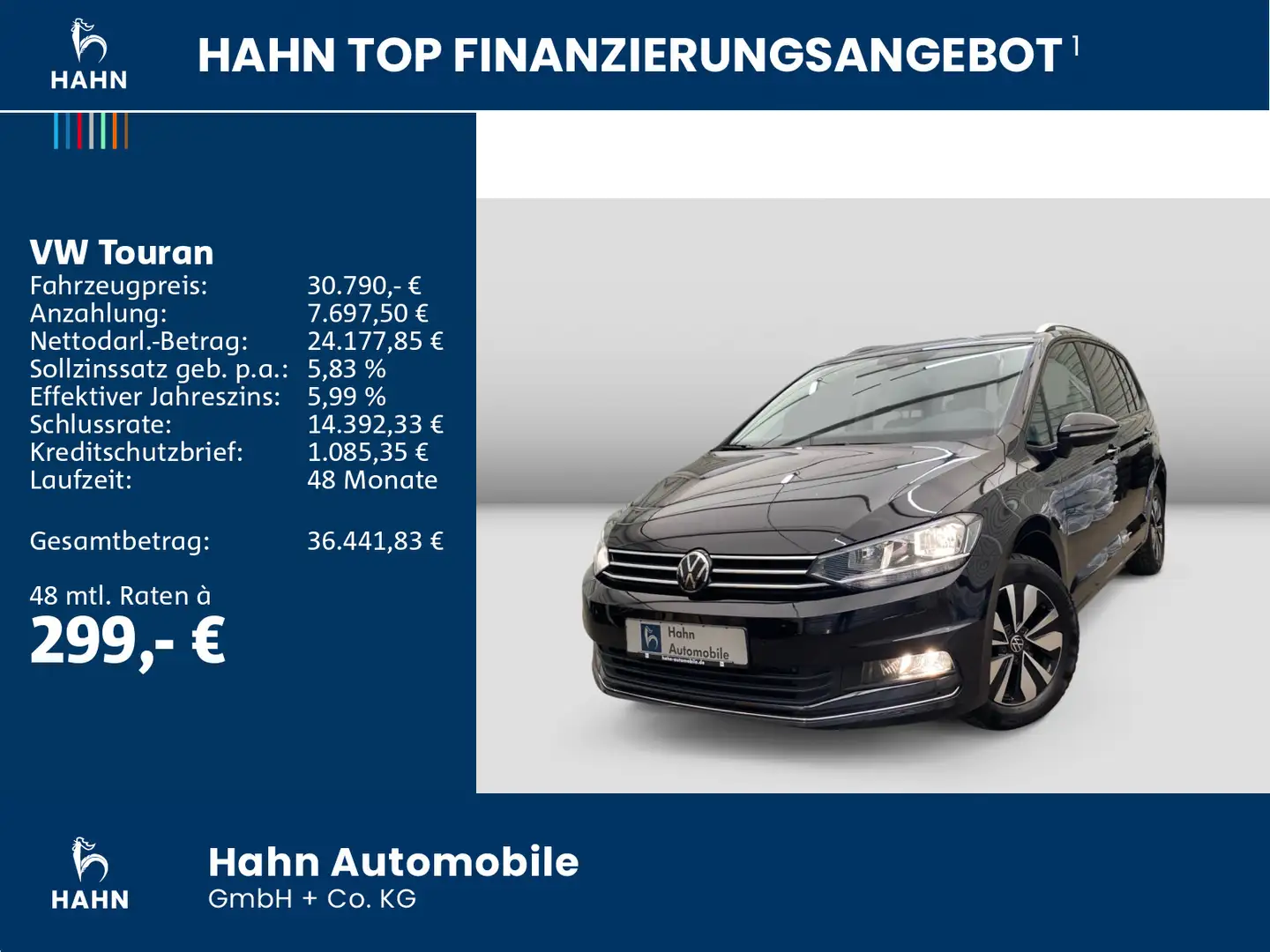 Volkswagen Touran 1.5TSI DSG Move 7-Sitze ACC App-C PDC Nav Schwarz - 2