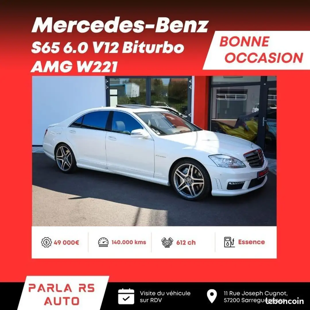 Mercedes-Benz S65 AMG facelift 6.0 V12 612ch bi turbo W221 Biały - 1
