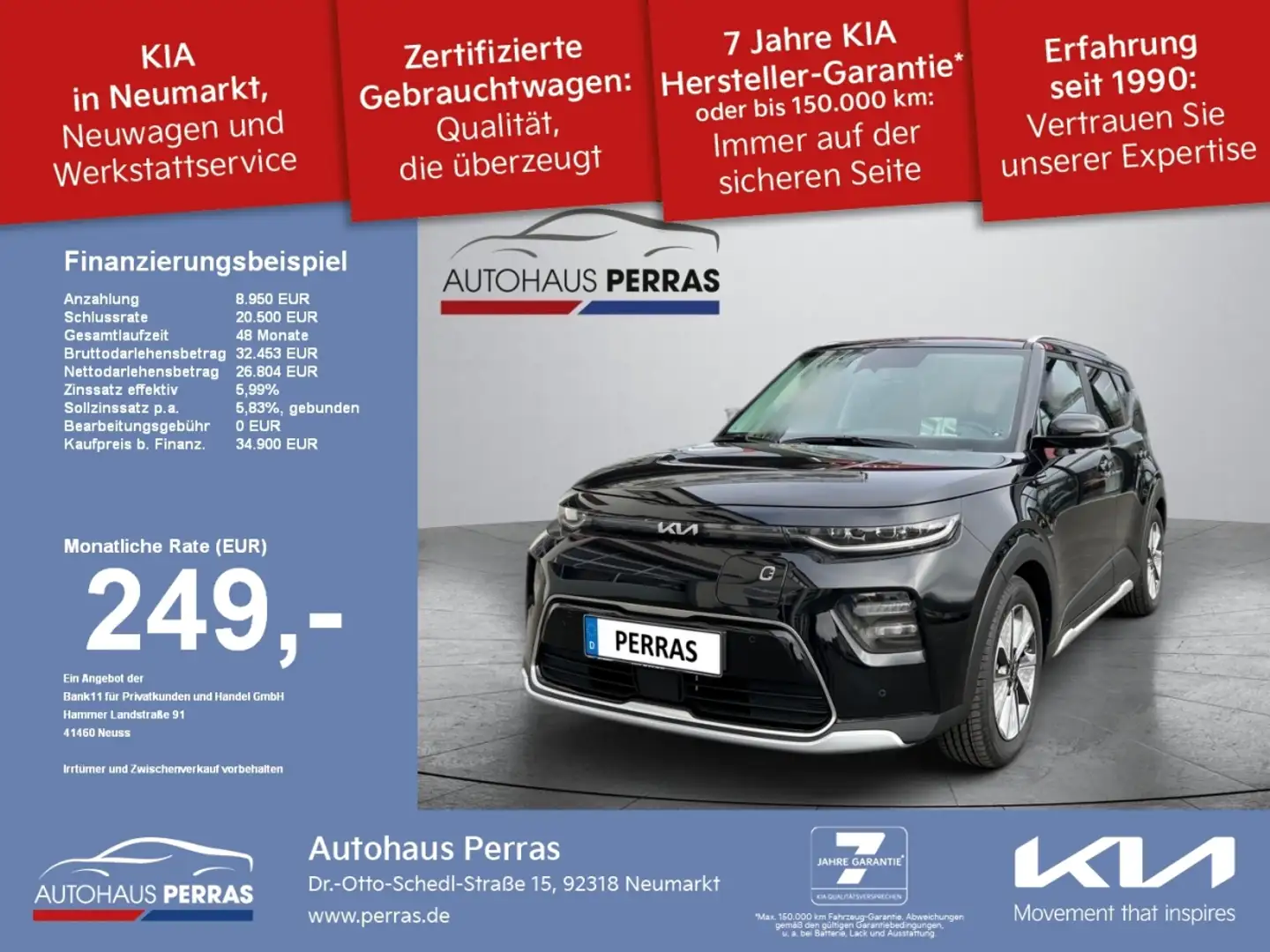 Kia Soul EV 64kWh Inspiration Glasdach Leder WP Headup Noir - 1