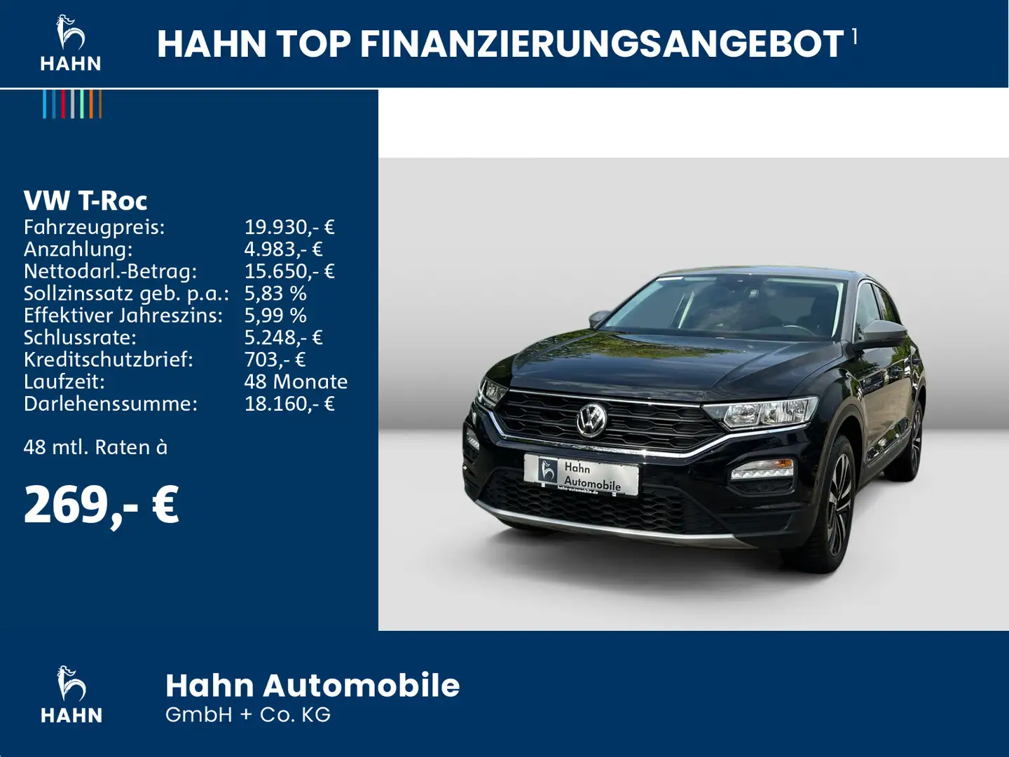Volkswagen T-Roc 1.6TDI IQ.DRIVE Navi ACC App Blind Spot PD Schwarz - 2