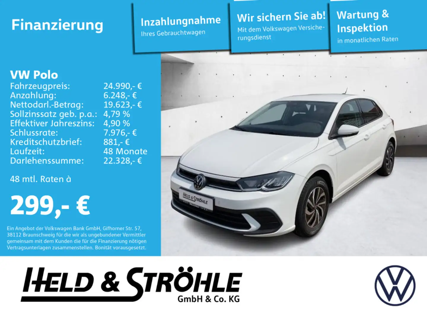 Volkswagen Polo Life 1.0 DSG IQ-Drive LED ALU15 SiHZ ACC Argent - 1