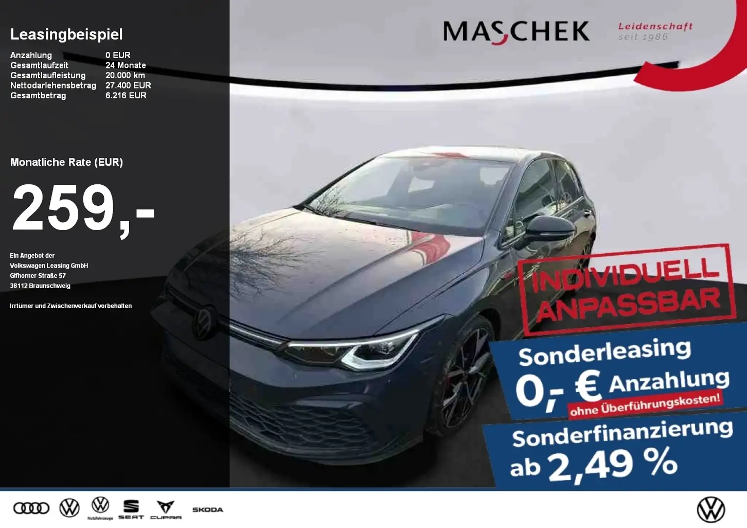 Volkswagen Golf GTI *Sonderleasing* H&K Keyless RearView LM19 Blacksty Grau - 1