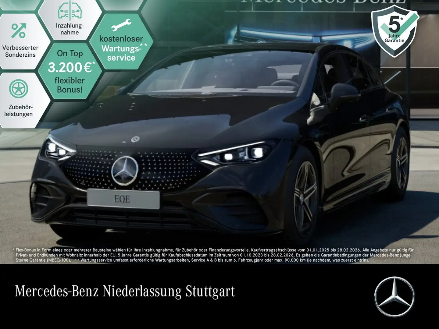 Mercedes-Benz EQE 300 AMG Fahrass 360° Pano Burmester Distr. HUD Schwarz - 1