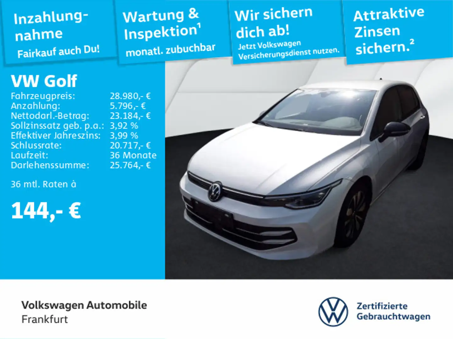 Volkswagen Golf VIII 1.5 eTSI DSG Goal Navi IQ.Light DAB+ F Weiß - 1