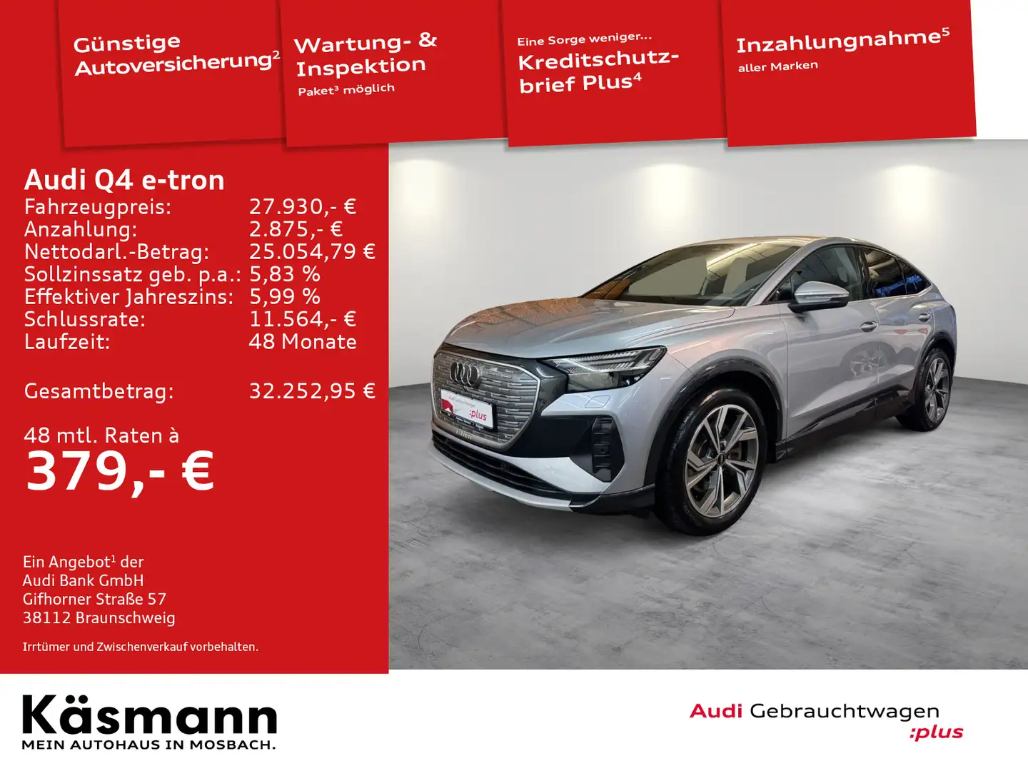 Audi Q4 e-tron Sportback 40 MATRIX HUD ACC KAM SHZ Argent - 1