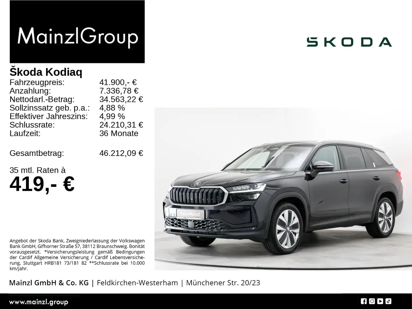 Skoda Kodiaq 2.0 TDI DSG Matrix AHK ACC 360° Virtual Schwarz - 1